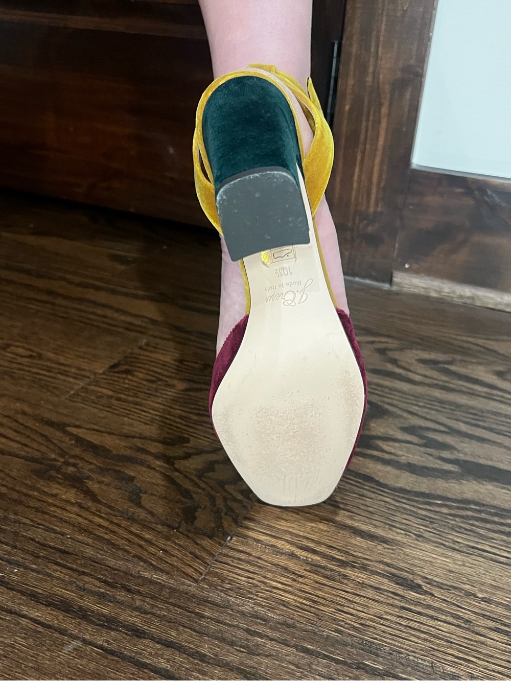 J Crew Harlow Multi Velvet Pumps - Burgundy Dark Green and Mustard 11 - Picture 11 of 12